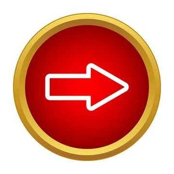 Red round right arrow button icon Stock Illustration