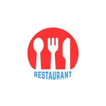 Red round simple restaurant logo Stock Illustration