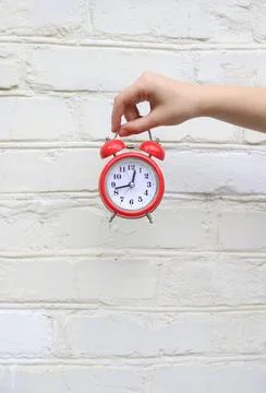 Red round table clock Stock Photos