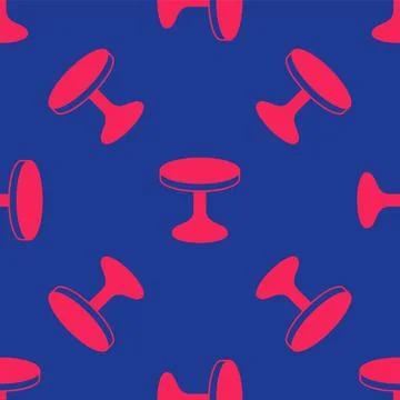 Red Round table icon isolated seamless pattern on blue background. Vector 스톡 일러스트