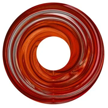 Red, round texture on a white background. Isolated 3D image of a ring.  Stock Illustration