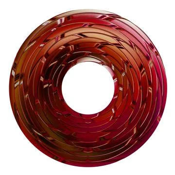 Red, round texture on a white background. Isolated 3D image of a glossy ring Stock Illustration