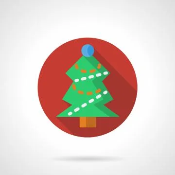 Red round vector icon for Xmas tree Stock Illustration