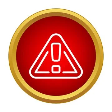 Red round warning icon alerting about danger Stock Illustration