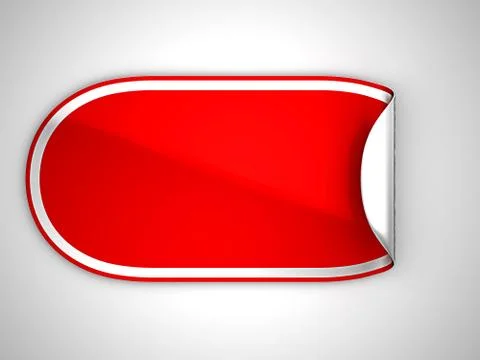 Red rounded bent sticker or label Stock Illustration