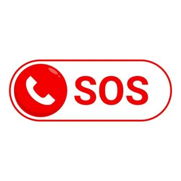 Red rounded sos button showing emergency call Stock Illustration