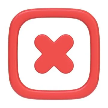 Red rounded square button featuring a bold cross isolated on a white background Stock Illustration