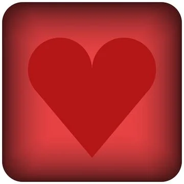 Red rounded square heart with outline icon of a set, button isolated 스톡 일러스트