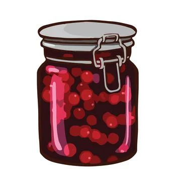 Red rowanberry jam preparations. vector illustration Cartoon style. Stock Illustration