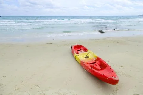 Red rowboat. Stock Photos