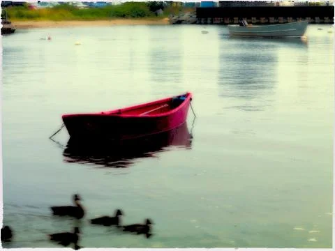Red rowboat Stock Photos