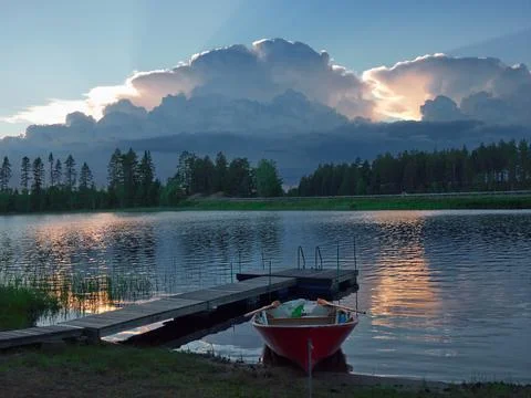 Red rowing boat Stock Photos