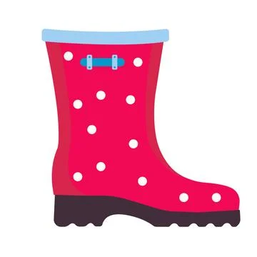 Red rubber boot. Polka dot pattern. Vector illustration in flat style Illustrazione stock