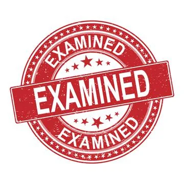 Red rubber EXAMINE stamp on white background Stock Illustration