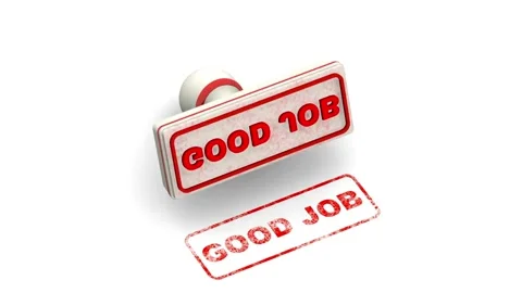 Red Rubber Stamp Printing Good Job Text on White Background Stock Footage 335407831