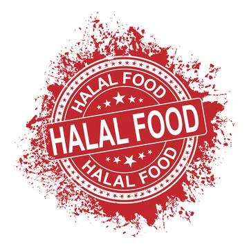 Red Rubber stamp with text Halal Food, illustration Stock Illustration