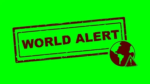Red rubber stamp world alert text symbol Stock Footage 339472977