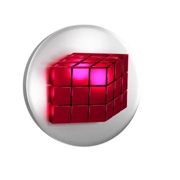 Red Rubik cube icon isolated on transparent background. Mechanical puzzle t.. Stockillustratie