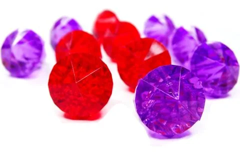 Red ruby and amethyst gem stones crystals Stock Photos