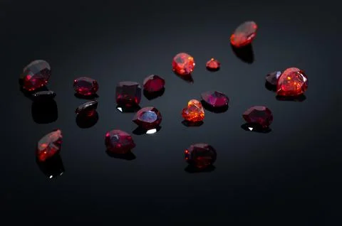 Red Ruby on black shine table, Stock Photos