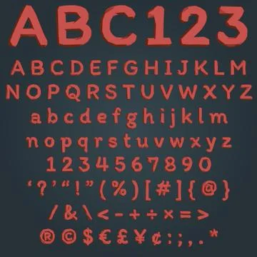 Red ruby crystal font for abstract polygonal text Stock Illustration