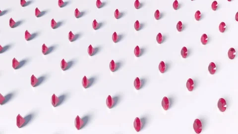 Red Ruby diamonds  on white background 3D render Stock Footage 176230605