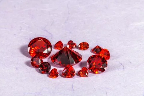 Red ruby diamonds on the white background (1 of 2) 스톡 사진
