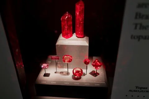 Red Ruby Gem Jewelry in Smithsonian Museum Stock Photos