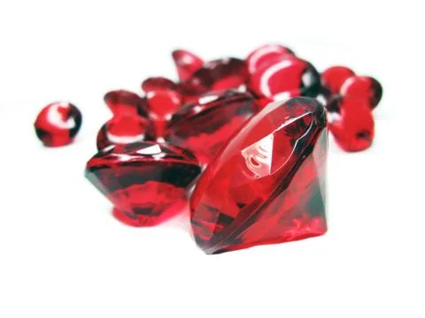 Red ruby gem stones crystals Foto stock