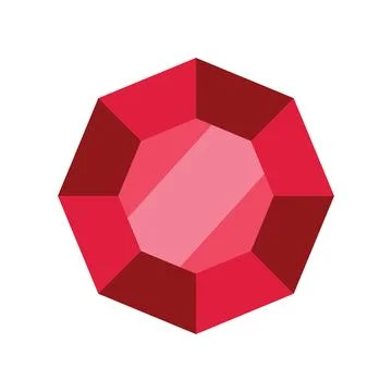 Red ruby gemstone shining brightly isolated on white background Stock Illustration