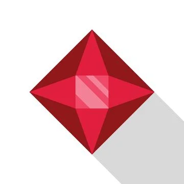 Red ruby gemstone shining with long shadow Illustrazione stock