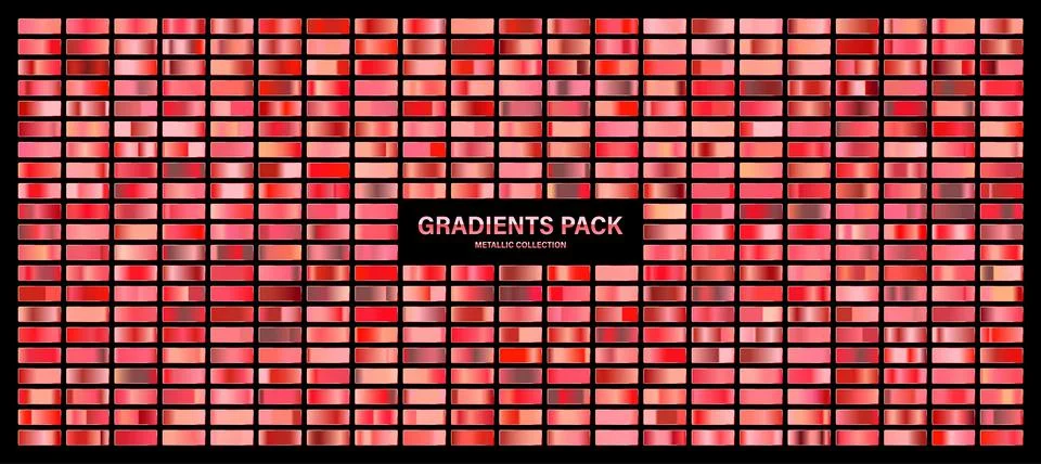 Red ruby glossy gradient, metal foil texture. Color swatch set. Collection of Stock Illustration