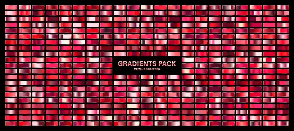 Red ruby glossy gradient, metal foil texture. Color swatch set. Collection of Stock Illustration