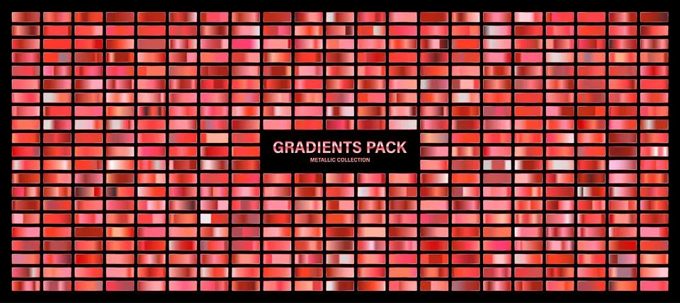 Red ruby glossy gradient, metal foil texture. Color swatch set. Collection of Stock Illustration