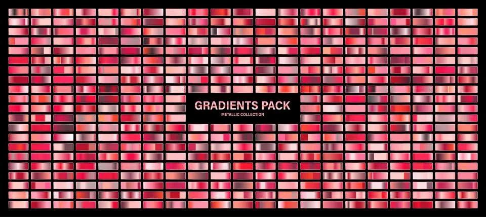 Red ruby glossy gradient, metal foil texture. Color swatch set. Collection of Stock Illustration