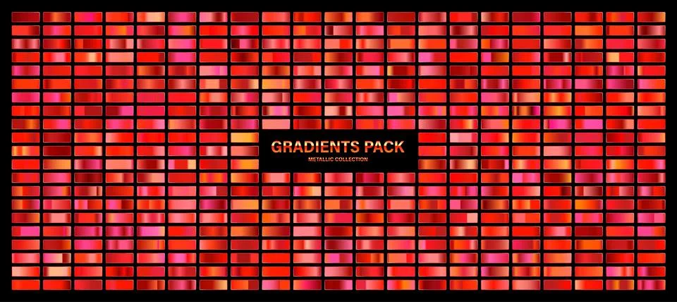 Red ruby glossy gradient, metal foil texture. Color swatch set. Collection of Stock Illustration