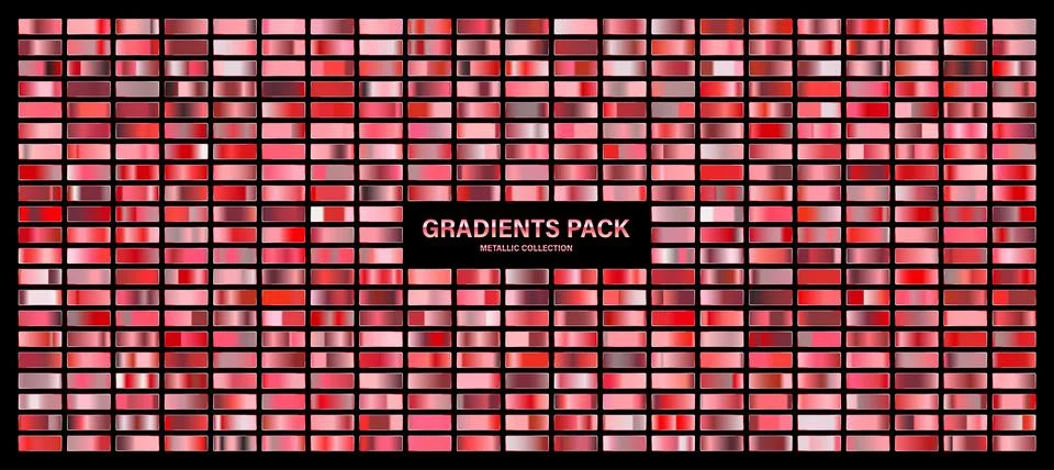 Red ruby glossy gradient, metal foil texture. Color swatch set. Collection of Stock Illustration