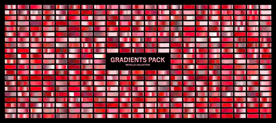 Red ruby glossy gradient, metal foil texture. Color swatch set. Collection of Stock Illustration
