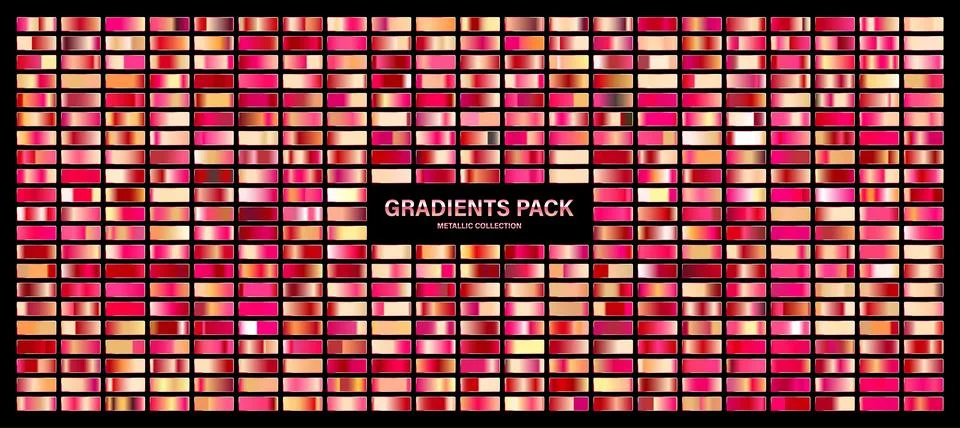 Red ruby glossy gradient, metal foil texture. Color swatch set. Collection of Stock Illustration