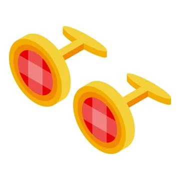 Red ruby gold cufflinks icon isometric vector. Luxury metal イラスト素材