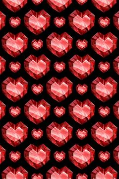 Red ruby heart shape pattern. Happy valentine day Stock Illustration