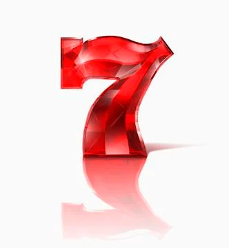 Red ruby number seven on white background Stock Photos