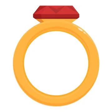 Red ruby ring icon cartoon vector. Gold gift sale Stock Illustration