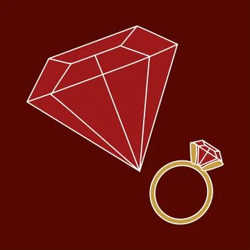 Red Ruby ring jewellery precious accessory Set. Vector luxury fashionable jew イラスト素材