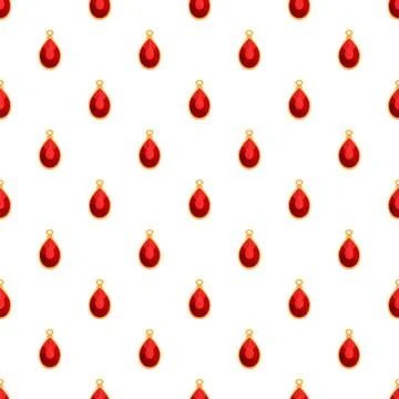 Red ruby teardrop shape pendant seamless pattern Stock Illustration