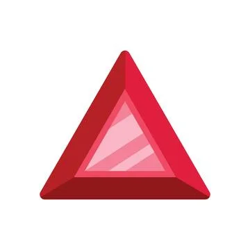 Red ruby triangle shaped gemstone shining brightly Illustrazione stock