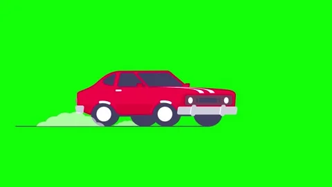 Red running car animation on green screen background (Chroma key) Stock Footage 295379898