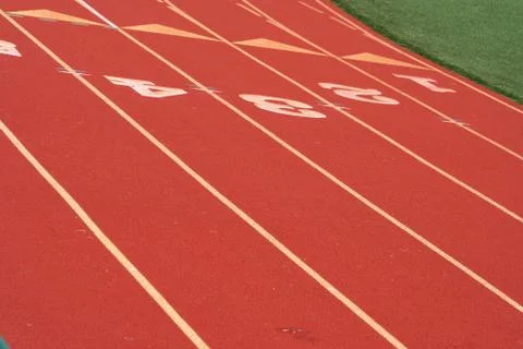 Red running track Stock Photos