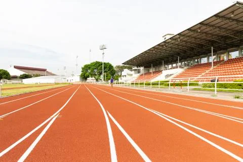 Red Running Track Stock Photos