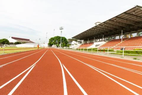 Red Running Track Stock Photos